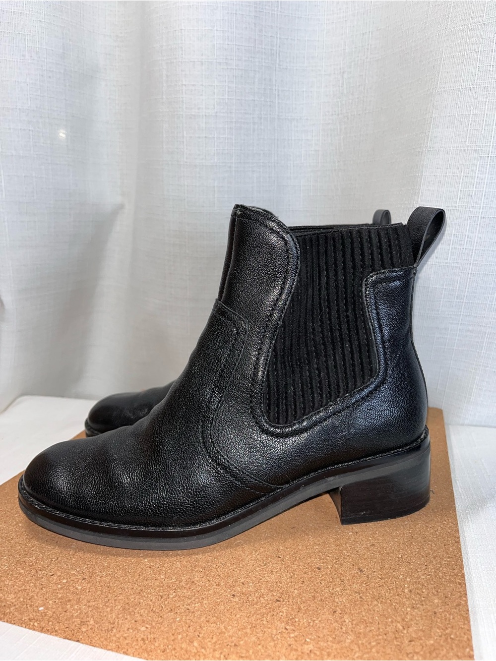 Cole Haan Grand Series Leather Chelsea Boots Black Block Heel Size 6.5